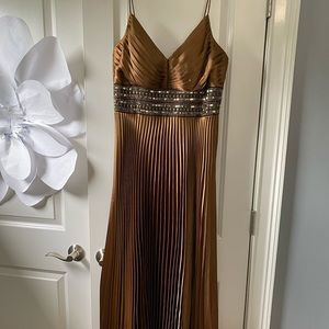 Brown Pleated Prom Dress